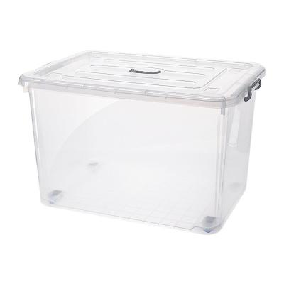 China Wholesale Large Capacity Storage Boxes Clear Plastic Container Freshness Preservation With Lid And Wheel for sale