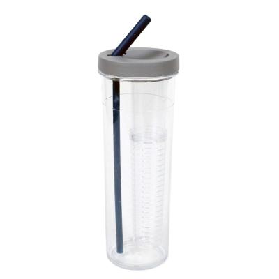 China Minimalist 700ml Large Capacity Plastic Fruit Cup Straw Cup Lemon Filtered Juice Mug Filter Kettle for sale