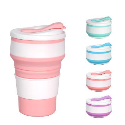 China 200 Viable Collapsible Silicone Water Bottle Silicone Handle Sippy Cup Pink Celsius Hot Water Cup Blue Cup Without Straw for sale