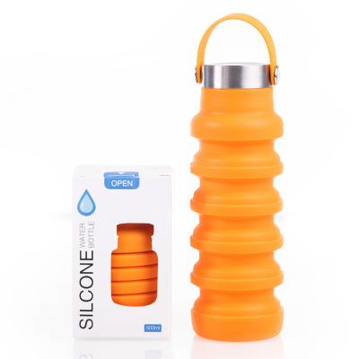 China Huaxiong 2022 New BPA Outdoor Sports Travel Collapsible Water Bottle Labels Viable Free Collapsible Collapsible Silicone Container Bottles for sale