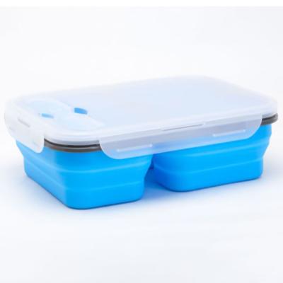 China 2021 Lunch Folding Large Capacity Freshness Preservation Silicone Food Storage Container Bento Storage Boxes With Colors Spoon for sale