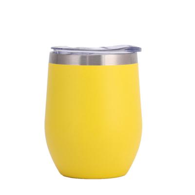 China Viable 12oz Hot Selling Powder Coated Insulated Stainless Steel Tumbler Cup Mug Sublimation Egg Shape for sale