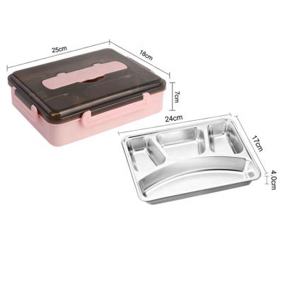 China Leak-Proof Freshness Keeping Food Container 4 Compartment Stainless Steel Tiffin Bowl With Cutlery 2021 for sale