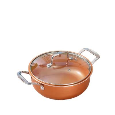 China Sustainable High Quality Copper Stick Liner Aluminum Cookware Non Sets Multi Function 3 Pcs Ceramic Pan Set Cooking Pot for sale