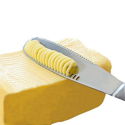 China Stocked Add Logo Butter Knife Stainless Steel Butter Spreader Knife 3 in 1 Curler Spreader and Slicer Butter Knife for sale