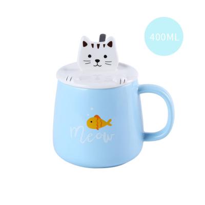 China Novedades Viable Ceramic Mugs With Lid Mobile Phone Holder Milk Breakfast Cute Ceramic Animal Styling Cup For Gifts for sale