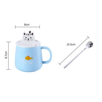 China Novedades 3D Cat Ceramic Coffee Mugs New Design Viable Cute Mobile Phone Holder Ceramic Milk Mug for sale