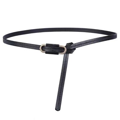 China New fashion and leisure knotted leather trim cowhide belt fashion thin slim decoration belt Korean sweet dress with for women for sale