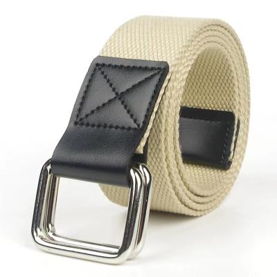 China Simple and soft double buckle canvas belt jeans belt decorative belt casual trend for men and women for sale