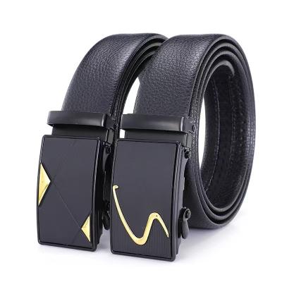 China Wholesale Adjustable Genuine Leather Buckle Customizable Logo Automatic Black Business Casual Dress Belt For Men for sale