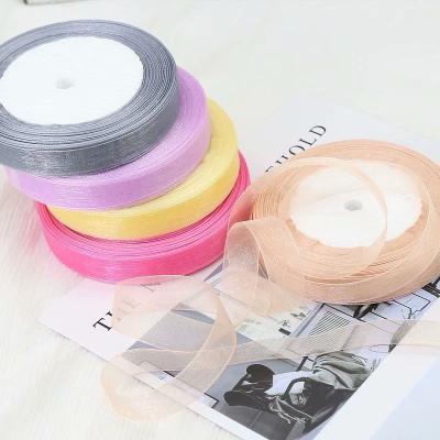 China Viable Transparent Decorative Snow Gauze Ribbon Hair Accessories Diy Hand Knitted Crochet Hat Ribbon Gift Ribbon Set for sale