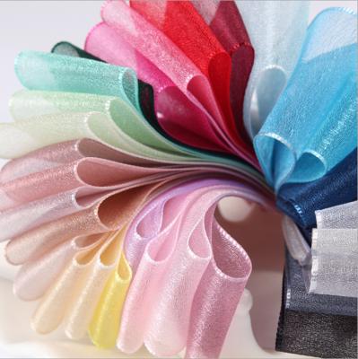 China Snow Net Gauze Ribbon DIY Handmade Hair Accessories 4cm Wide Viable Bow Gift Transparent Gauze Ribbon Chiffon for sale