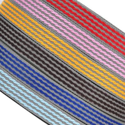 China Viable Factory Wholesale Polyester Cotton Color Stripe Strap Cotton Webbing Yoga Canvas Bag Plain Color Strap for sale