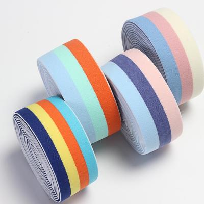 China Elastic Customized Webbing Strap Belt Underwear Clothing Accessories Luggage Fashion Multicolor Striped Nylon Elastic Elastic for sale