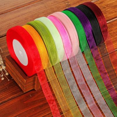 China DIY Gift Box Christmas Gift Box Snow Gauze 2cm Hook Weave Ribbon Viable Transparent Headdress Bow Christmas Wrapping Ribbon for sale