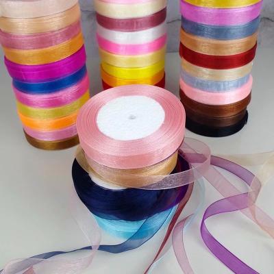 China 1.5cm Viable Yarn Transparent Chiffon Ribbon Hand - Woven DIY Bag Crochet Hat Gift Box Wrapping Florist Ribbon for sale