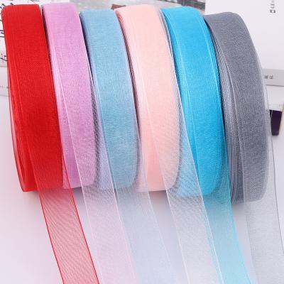 China Handmade Stain Gauze Ribbon Manufacturers Wholesale Hook Chiffon Ribbon Chiffon Hat Wide Crochet Hat Snow Supply 15mm Stain Ribbon for sale