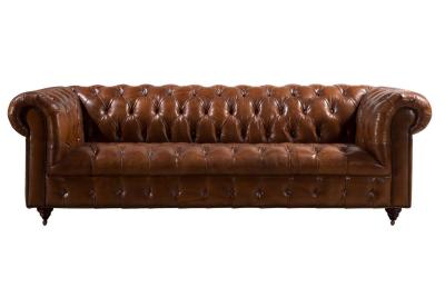 China Klassischer 240cm Chesterfield Art-Couch-Knopf heftete sich ledernes Sofa durch zu verkaufen