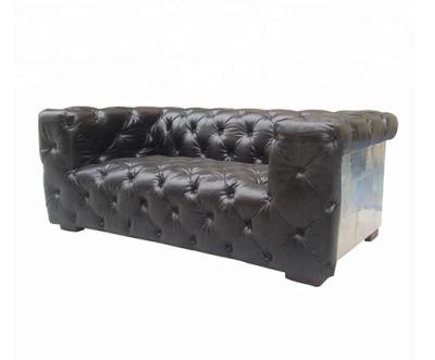 China Schwarze Kuh-Haut-Aluminiumcouch Chesterfields Sofa Living Room Defaico Furniture zu verkaufen