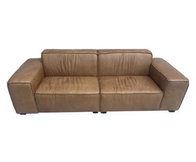 Cina 1-2-3 guardolo d'annata Sofa Living Room Couch della flangia del cuoio di Seat Brown in vendita