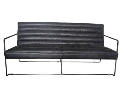 China Schwarze Weinlese-Leder-Sofa-1-3-Sitze- gewellte Couch zu verkaufen