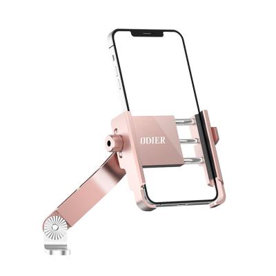 China Motorcycle Adjustable Mobile Phone Bracket Intercom Bracket Universal Rose Gold Rearview Mirror Installation for sale