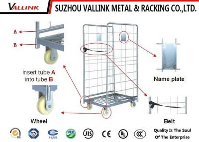 Κίνα Ασφάλεια 2 πλευρών Stackable μετάλλων διοικητικών μεριμνών επιφάνεια ψευδάργυρου καροτσακιών νάυλον προς πώληση