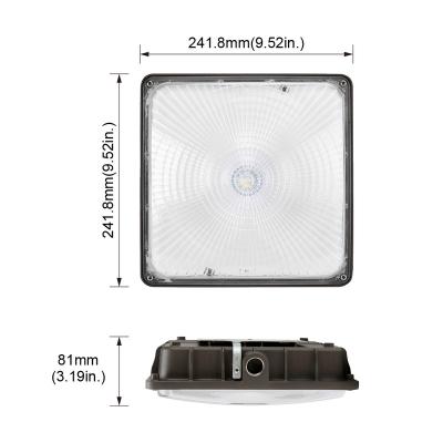 China Garden Us Stock Industrial Lighting 45W Canopy Lighting Price 90W Waterproof Square Led Canopy Light for sale