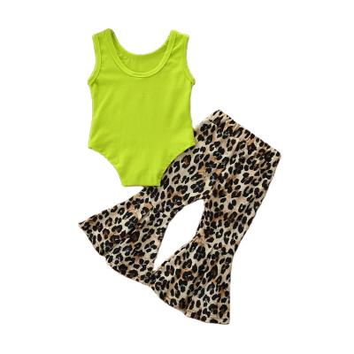 China Leopard Rocket Pants Rocket Pants 2020 Solid Summer Girls Rocket Pants Two Piece Toddler Leopard Tank Tops Kids Babies Girls Dress Sets 95% Cotton for sale