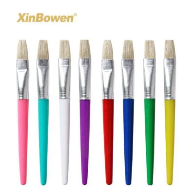 China Children Painting Professional 4Pcs/Set Children Painting Flat Watercolor Art Paint Brush Set Pig Hair Set Handle Plastic Color Candy Shape for sale