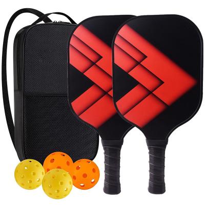 China Durable Pickleball Paddle Carbon Fiber Wholesale Logo Pickleball Paddle Set Of Custom Made 2 With 4 Pickleball Balls 1 Bag for sale