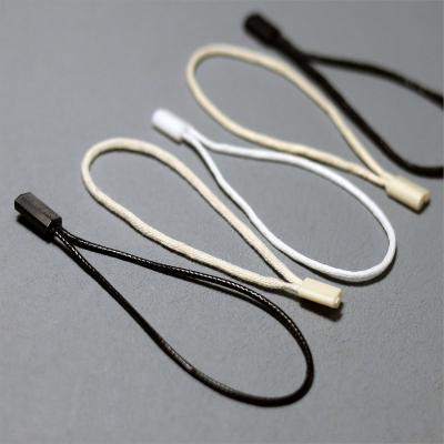 China Custom Price Tag Garment Cotton Brand String Viable Black Thick Waxed Plastic Seal Tag / Tag For Clothing for sale