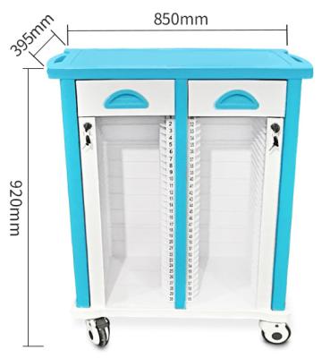 China Silent Caster Nursing Supplies Accessories Sell 25 30 40 50 60 80 Patient Premium Hospital Cell File ABS Medical Wholesale Trolley for sale