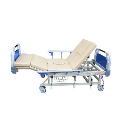 China Metal China Factory Stocked High Quality Medical Furniture Manual ABS Rail Three-Crank With Toilet Hospital Bed for sale