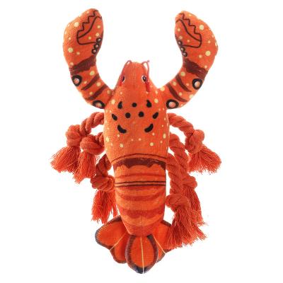 China Viable soft squeaky dog ​​toy maker cotton rope lobster cloth toy pet direct supply for sale