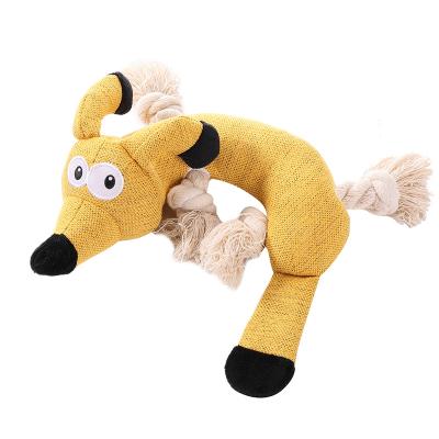 China Popular Squeaky Squeaky Squeaky Dog Toy Cotton Rope Leaning Bone Dog Shape Plush Products From Manufacturers for sale