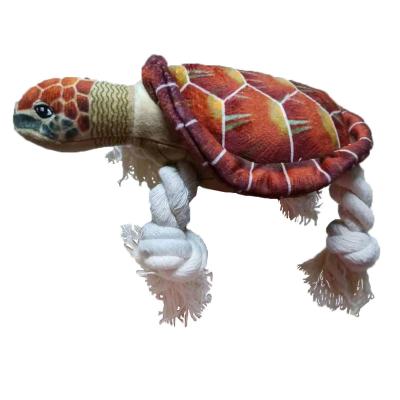 China Dogs Silver Turtle Dog Toys Plush Cotton Rope Squker Toys Directly From Manufacturer for sale