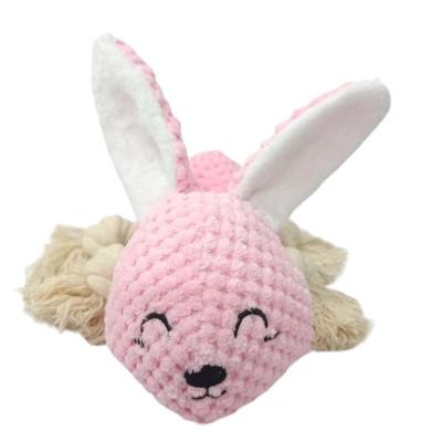 China Soft Dogs Dog Toy Pink Cotton Rope Rabbit Squeak Fabric Directly From Toy Manufacturer for sale