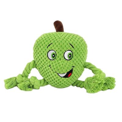 China Dogs Pineapple Velvet Cotton Rope Squeaky Green Apple Shaped Chew Dog Toy Directly From Manufacturer for sale