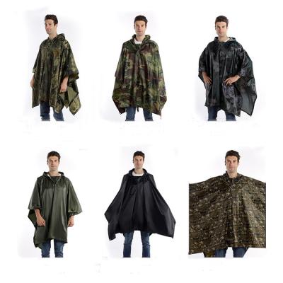 China Wearproof High Quality Durable Waterproof Coat Poncho Camouflage Polyester Military Raincoat for sale