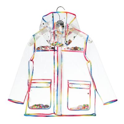 China Durable New Coming Material Kids Eco-friendly Raincoat With Transparent Sequins for sale