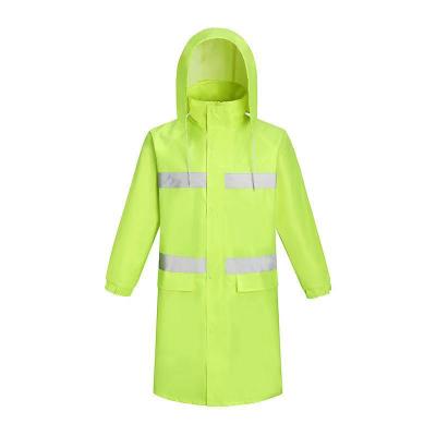 China Fluorescent Green Reflective Raincoat Windproof Safety Police Raincoat With Reflective Strip for sale