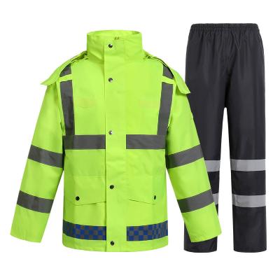 China High Quality Durable Split Safety Traffic Suit Pants Raincoat Orange Reflective Raincoat Raincoat With Reflective Stripe for sale