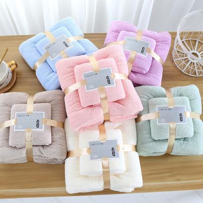 China Wholesale Child Safe Microfiber Adult Towel Set Home Hotel Coral Fleece Bath Towel Microfiber Towel Sets for sale