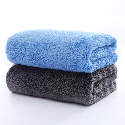 China 500GSM Coral Fleece Car Wash Dry Super Soft Plush Microfiber Child Safe Thick Towel for sale