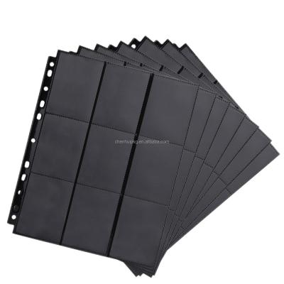 China PP Black 9/18 Pocket Platinum Loading Card Side Page For Standard Size Cards for sale