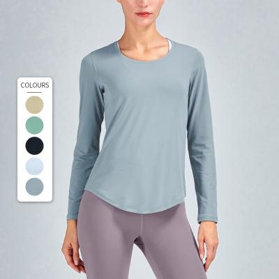 China Breathable Drop Shipping New Naked Feeling Women Lulu Custom Yoga To Wear Long Sleeve Tops Yoga Equipment Fitness Wear For Women for sale