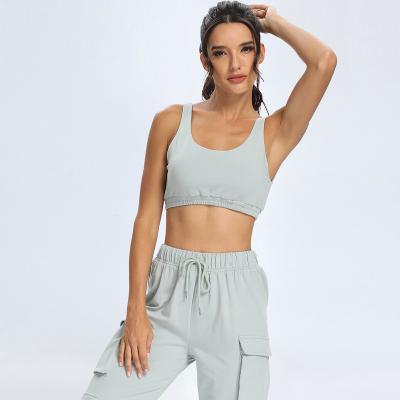 China Breathable drop shipping 2021 European and American border ladies shape solid color sports vest pants yoga wear fitness suit for sale