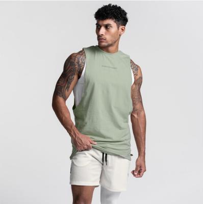 China Breathable drop 2022 summer fitness tank top men's trend loose sleeveless T-shirt sports vest vest tank top for sale