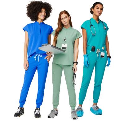 China Eco-Friendly Nurse Scrub Suit Design Custom Scrubs Nursing Jogger Scrubs Uniforms Sets for sale